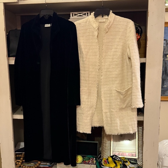 Chico's Jackets & Blazers - Chico's size 2 lot of 2 coat black velvet duster open cardigan tweed Large